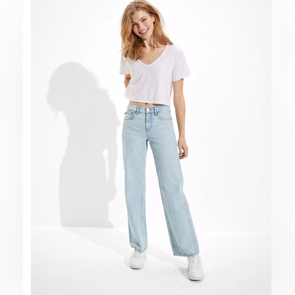 American Eagle 90s Wide Leg Jeans Woman 16 Light Wash Streetwear Retro Comfrot